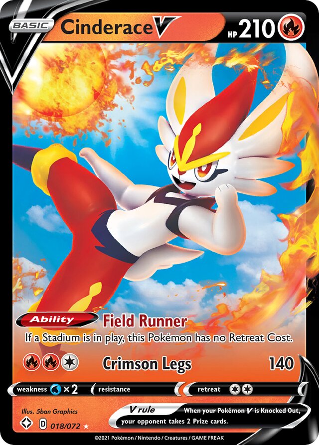 CinderaceV Shining Fates 018/072 Ultra-Rare Rare