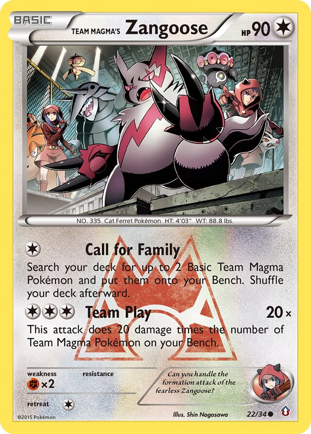 Team Magma's Zangoose Double Crisis 22/34 Common