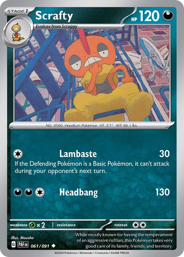 Scrafty Paldean Fates 061/091 Uncommon