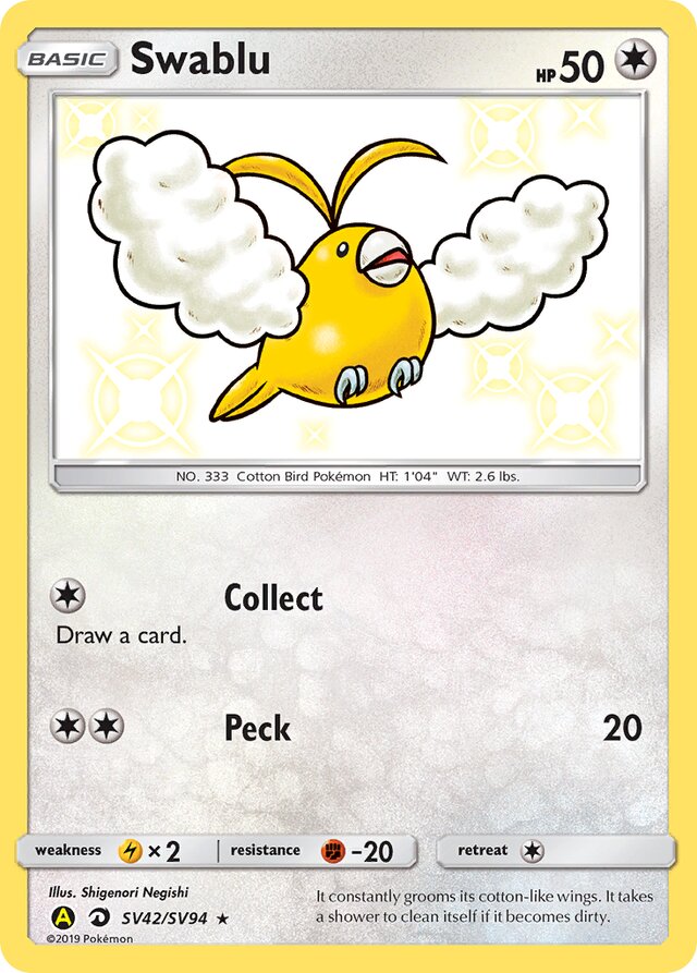 Swablu Hidden Fates SV42/SV94 Rare Shiny