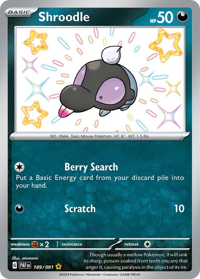 Shroodle Paldean Fates 189/091 Shiny Rare
