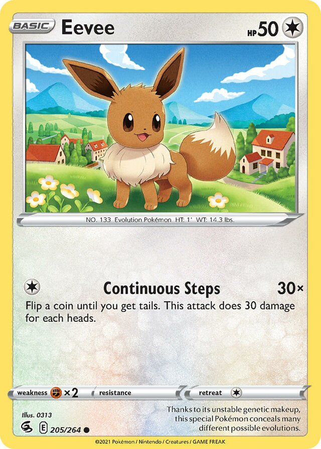 Eevee 205/264 8 SWORD & SHIELD FUSION STRIKE COMMON PTCG