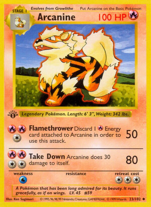 Arcanine Base 23/102 Uncommon