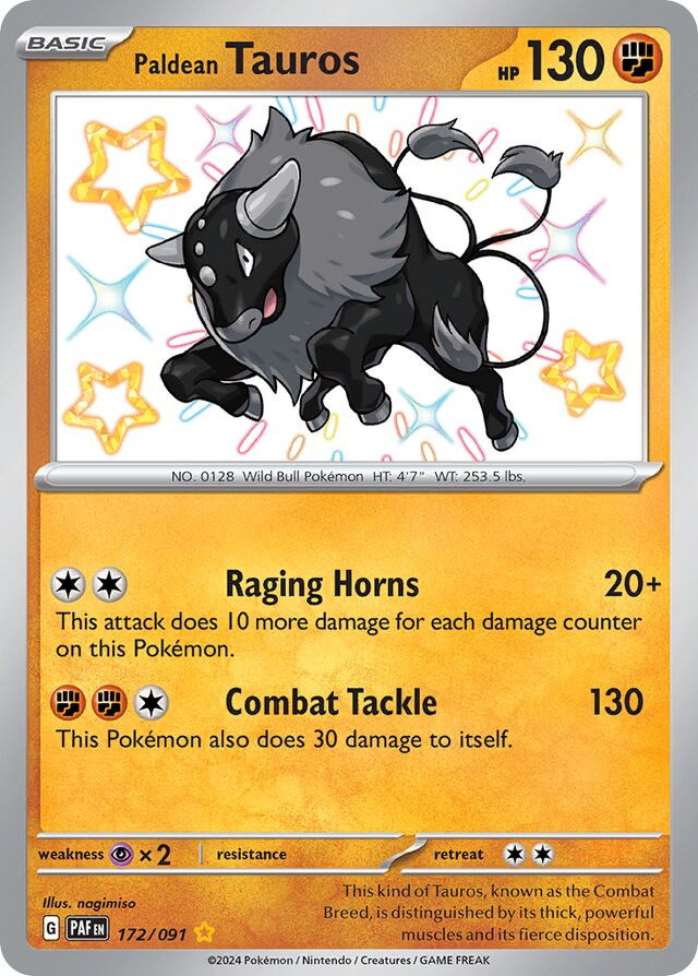 Paldean Tauros Paldean Fates 172/091 Shiny Rare