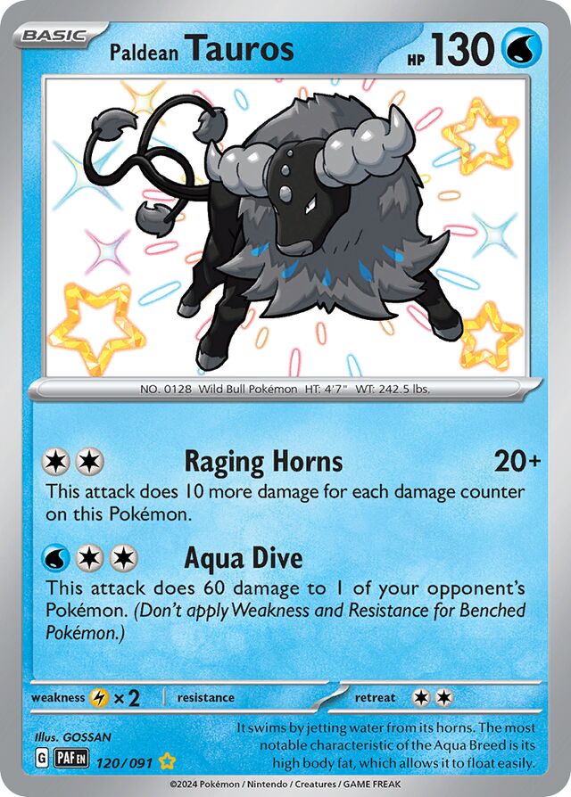 Paldean Tauros Paldean Fates 120/091 Shiny Rare