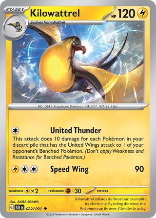 Kilowattrel (Paldean Fates 022/091)