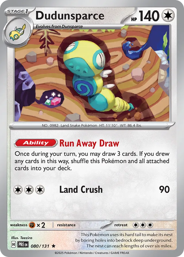 Dudunsparce Prismatic Evolutions 080/131 Rare