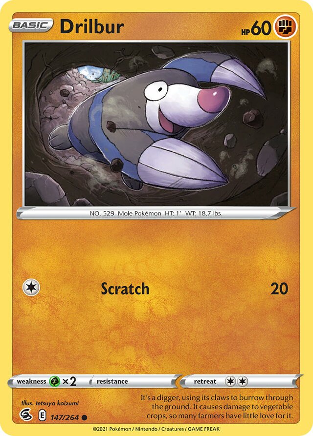 Drilbur 147/264 8 SWORD & SHIELD FUSION STRIKE COMMON PTCG