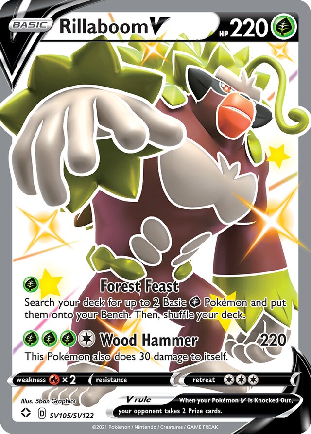 RillaboomV Shining Fates SV105/SV122 Rare Shiny GX