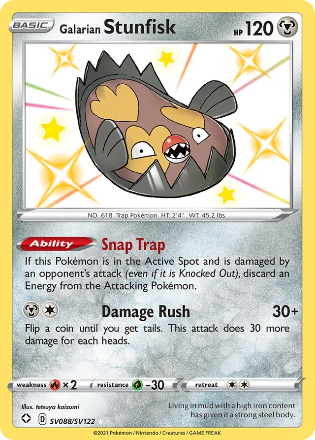 Galarian Stunfisk Shining Fates SV088/SV122 Rare Shiny