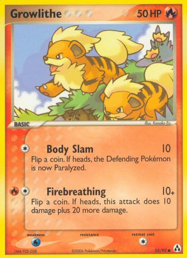 Growlithe 55/92 3 EX LEGEND MAKER COMMON PTCG