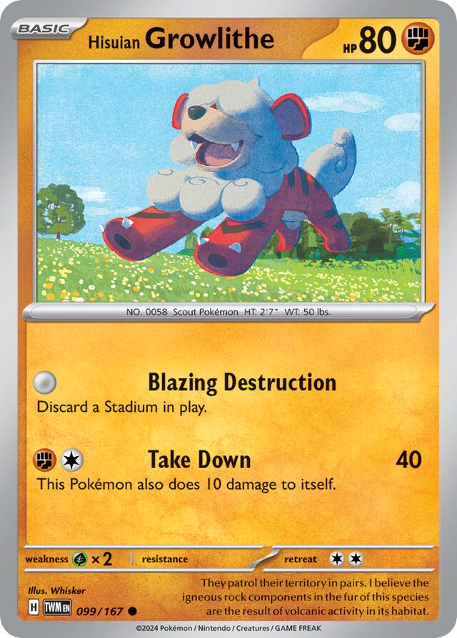 099/167 Hisuian Growlithe TWM Common