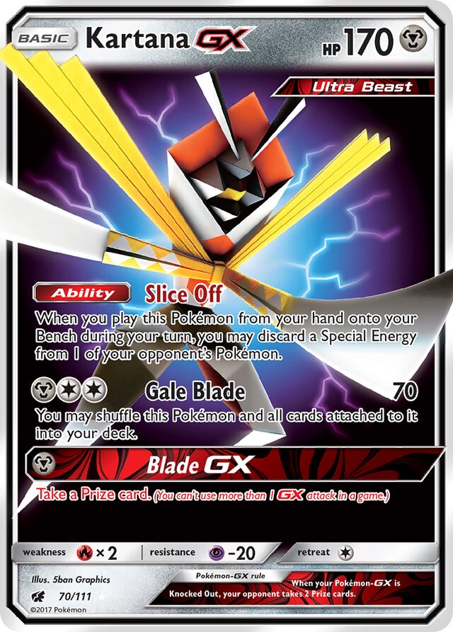 Kartana GX ULTRA RARE 70/111 SM Crimson Invasion Card Pokemon TCG NM Holo