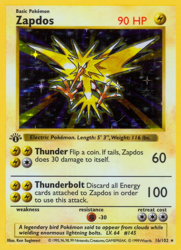 Zapdos Base 16/102 Rare Holo