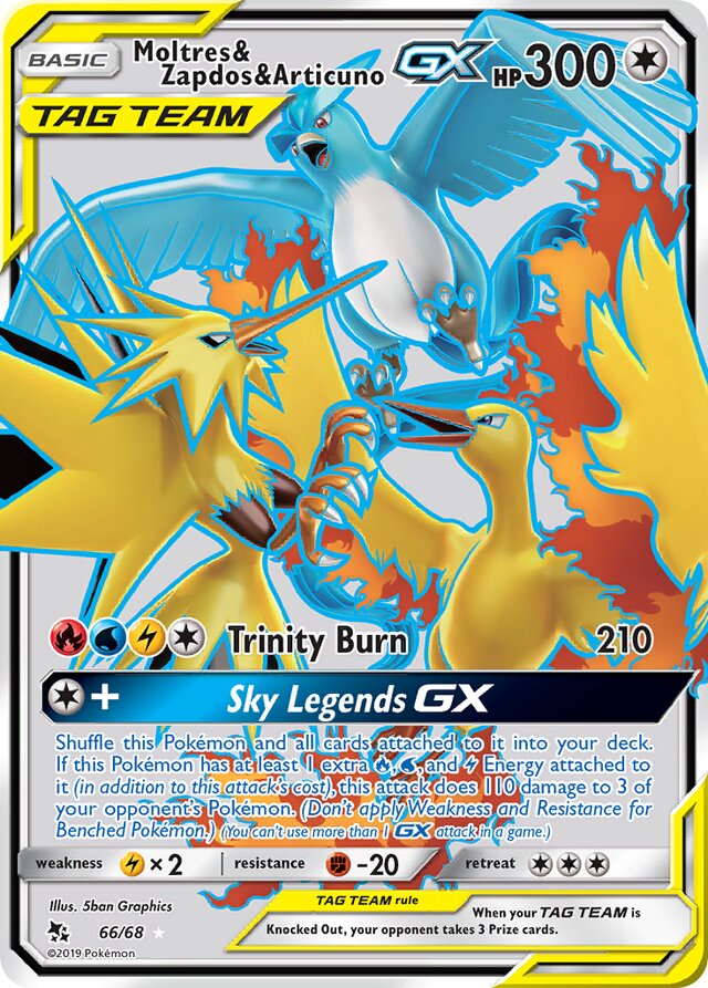 Moltres & Zapdos & ArticunoTag Team GX Hidden Fates 66/68 Rare Ultra