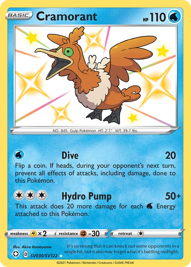 Cramorant Shining Fates SV030/SV122 Rare Shiny