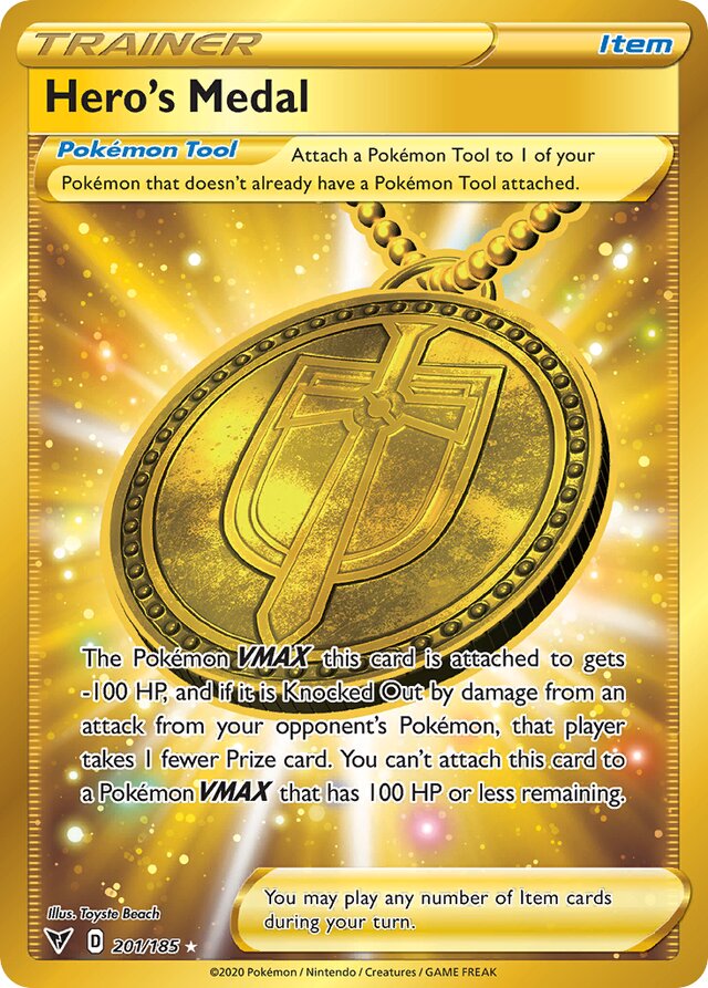 201/185 Hero's Medal VIV Rare Secret
