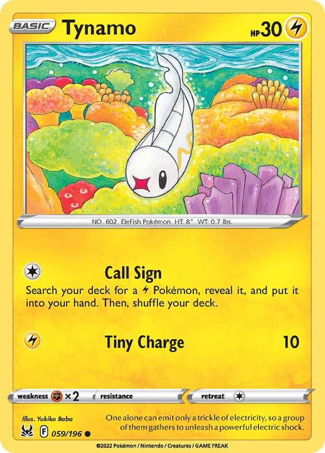 Tynamo 059/196 8 SWORD & SHIELD LOST ORIGIN Common PTCG
