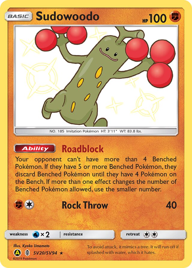 Sudowoodo Hidden Fates SV20/SV94 Rare Shiny