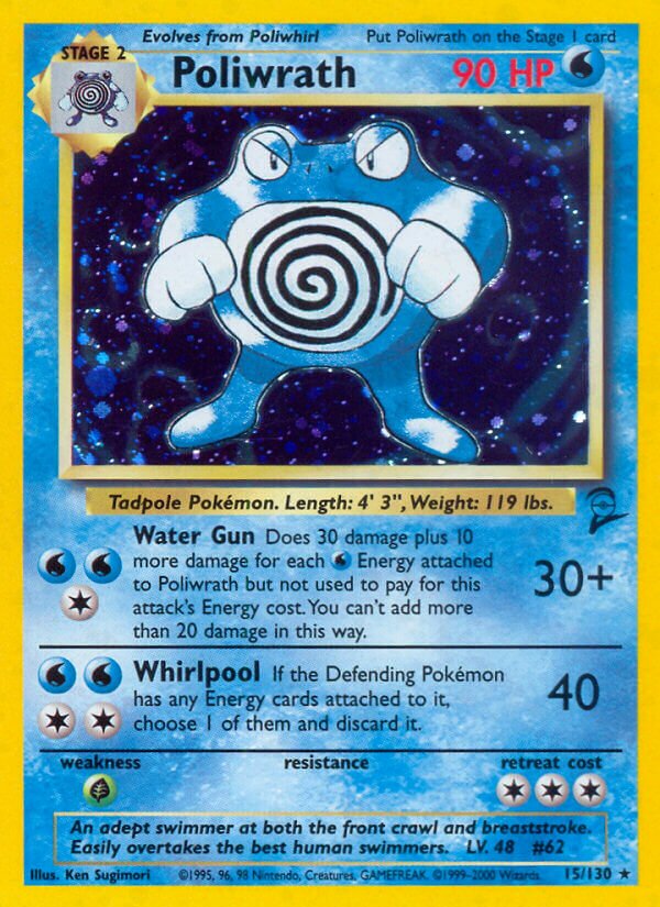 Poliwrath Base 2 15/130 Rare Holo