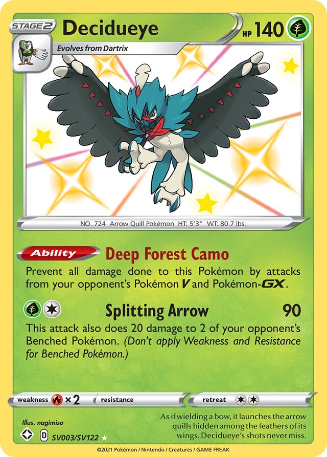 Decidueye Shining Fates SV003/SV122 Rare Shiny