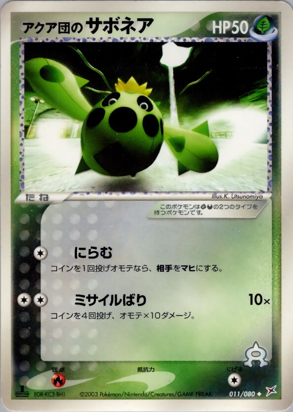 Team Aqua's Cacneaアクア団のサボネア 3 EX Team Magma vs Team Aqua強化拡張パックex1マグマVSアクア ふたつの野望 011/080 Uncommon