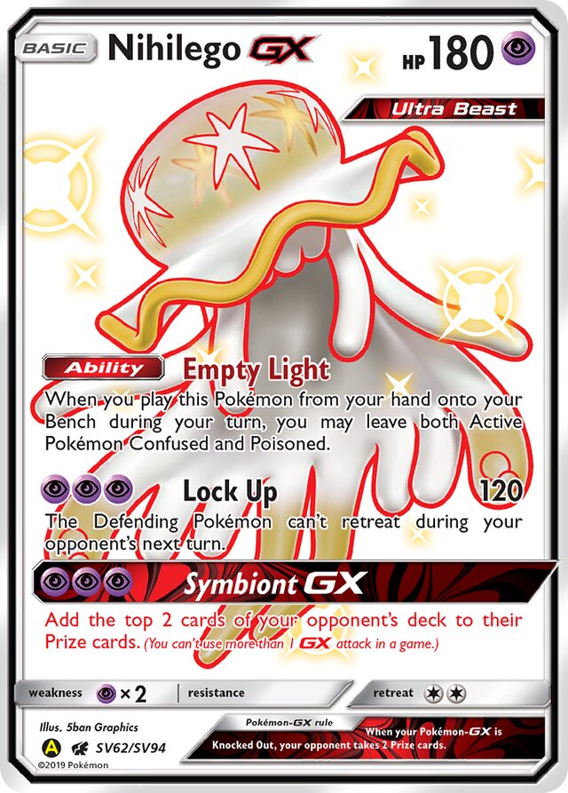 NihilegoGX Hidden Fates SV62/SV94 Rare Shiny GX