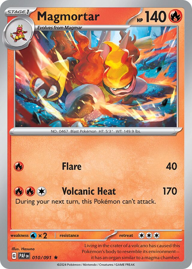Magmortar Paldean Fates 010/091 Rare