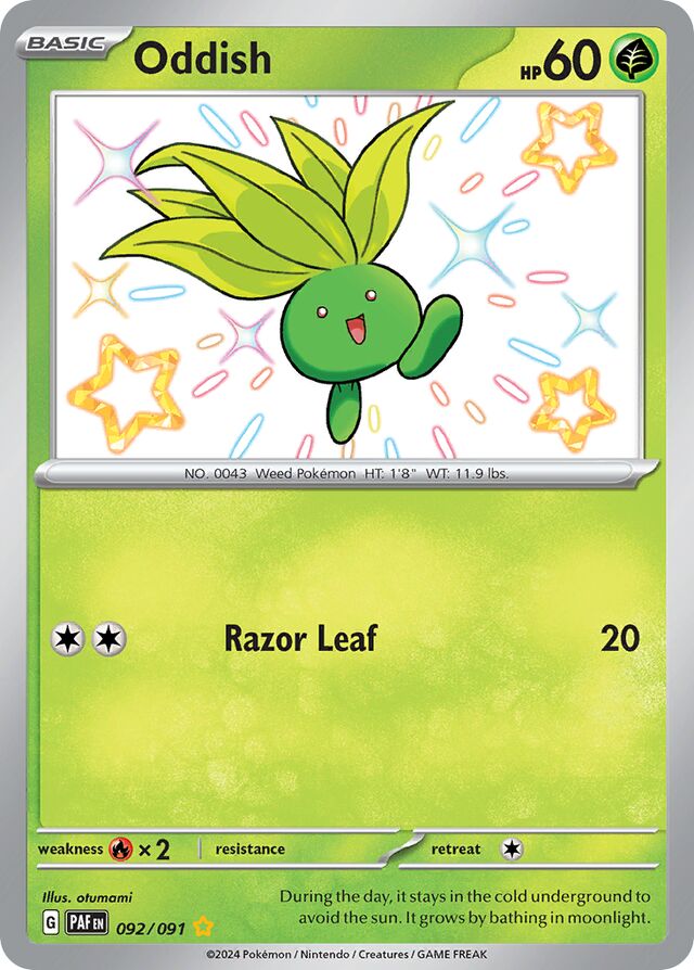 Oddish Paldean Fates 092/091 Shiny Rare