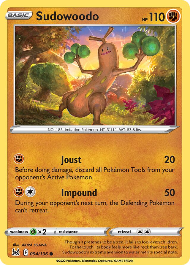 Sudowoodo 094/196 8 SWORD & SHIELD LOST ORIGIN Common PTCG