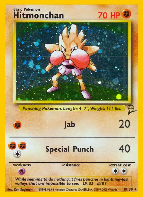 Hitmonchan Base 2 8/130 Rare Holo