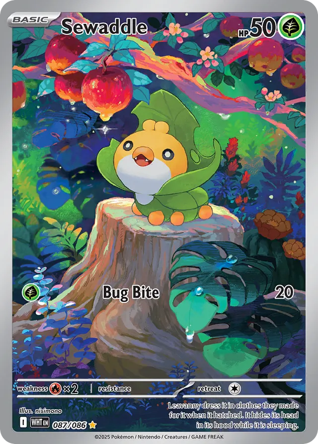 Sewaddle White Flare 087/086 Illustration Rare