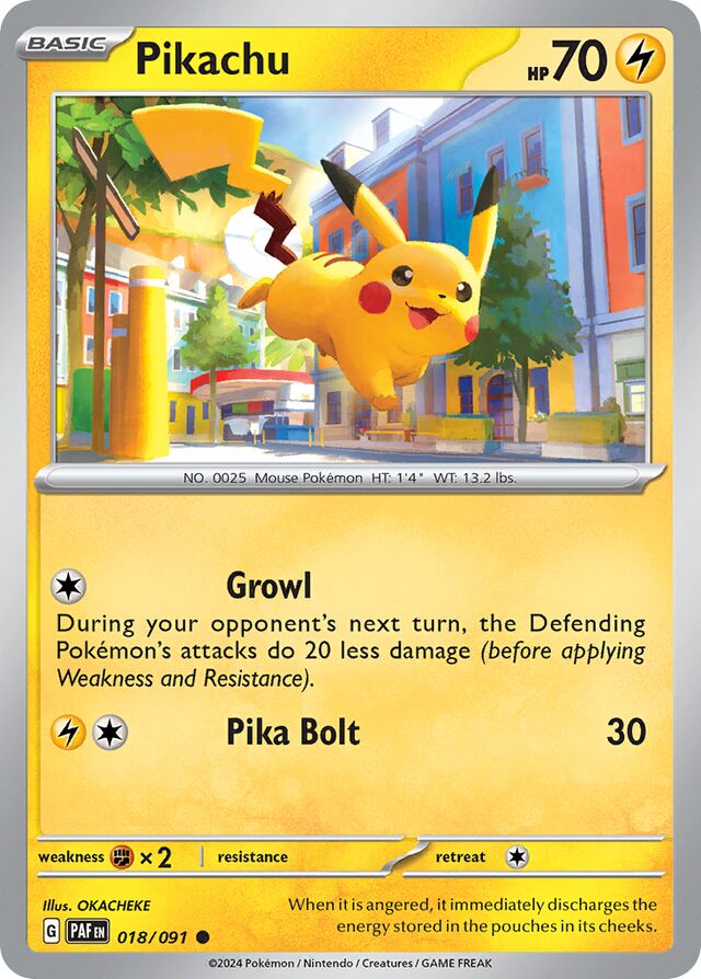 Pikachu Paldean Fates 018/091 Common