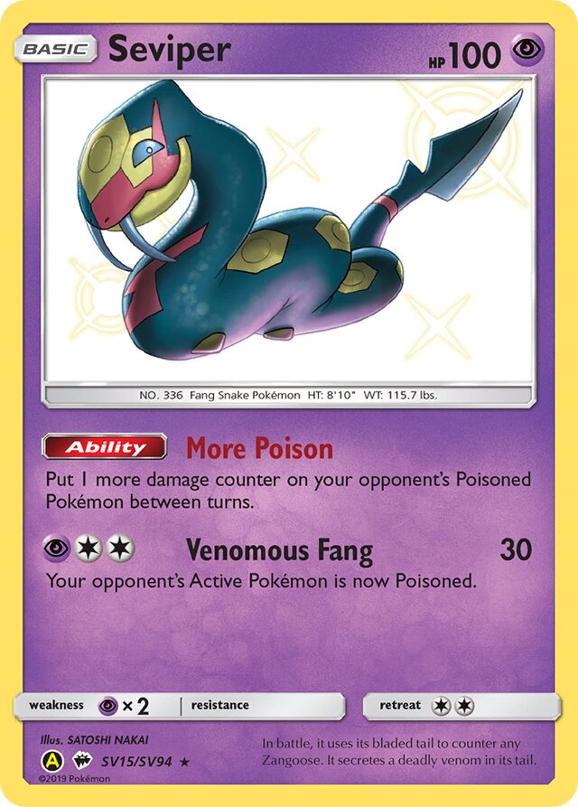 Seviper Hidden Fates SV15/SV94 Rare Shiny