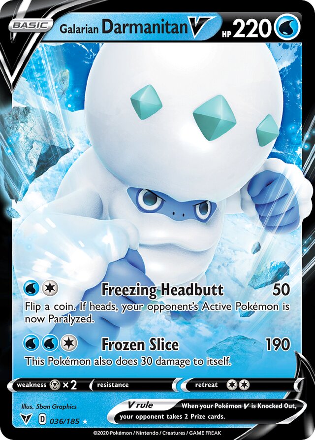 036/185 Galarian DarmanitanV VIV Ultra-Rare Rare