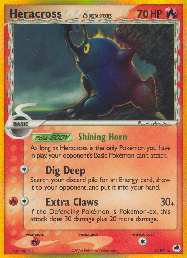 Heracross (Delta Species) 3/101 3 EX DRAGON FRONTIERS HOLO RARE PTCG