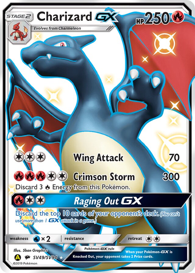 CharizardGX Hidden Fates SV49/SV94 Rare Shiny GX