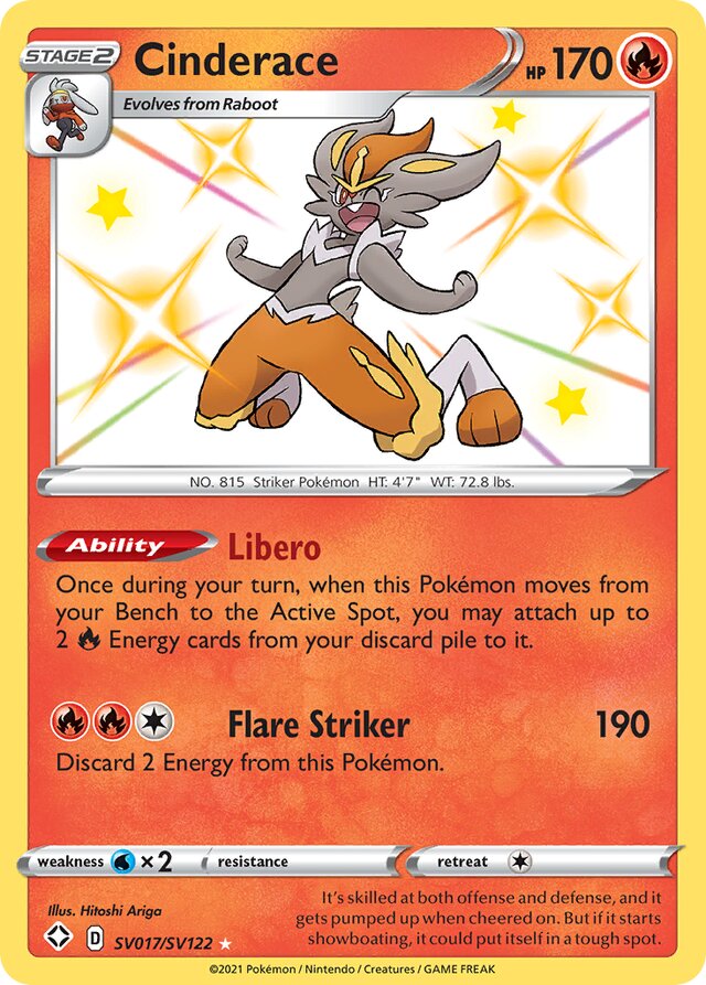 Cinderace Shining Fates SV017/SV122 Rare Shiny