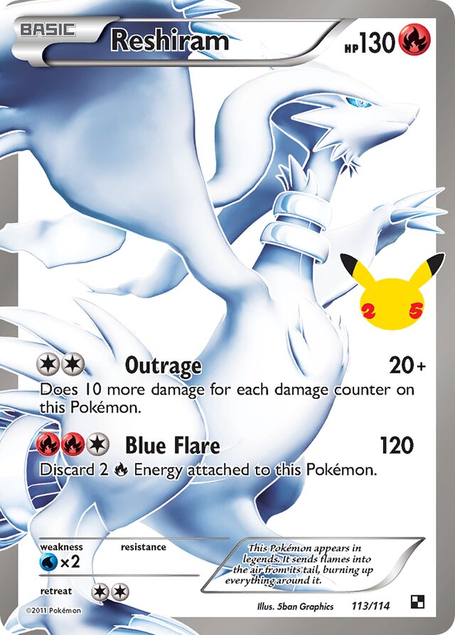 Reshiram [Black & White] Celebrations Classic Collection 113/114 Rare Classic