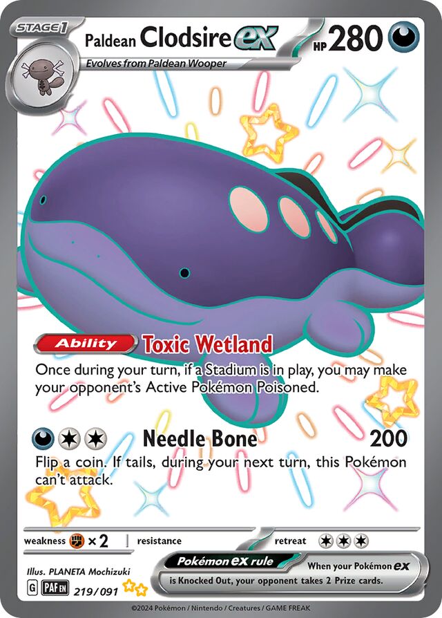 Paldean Clodsireex Paldean Fates 219/091 Shiny Ultra Rare
