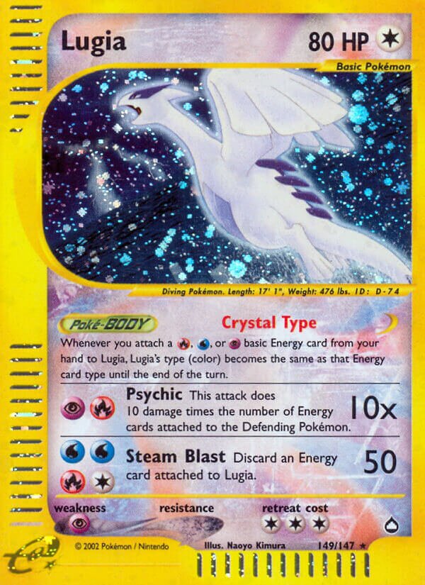 Why Lugia (psychic/flying type) is water type in soulsilver's serie cards?  it's like the only card with a non-sense type compared to the pokemon : r/ pokemon