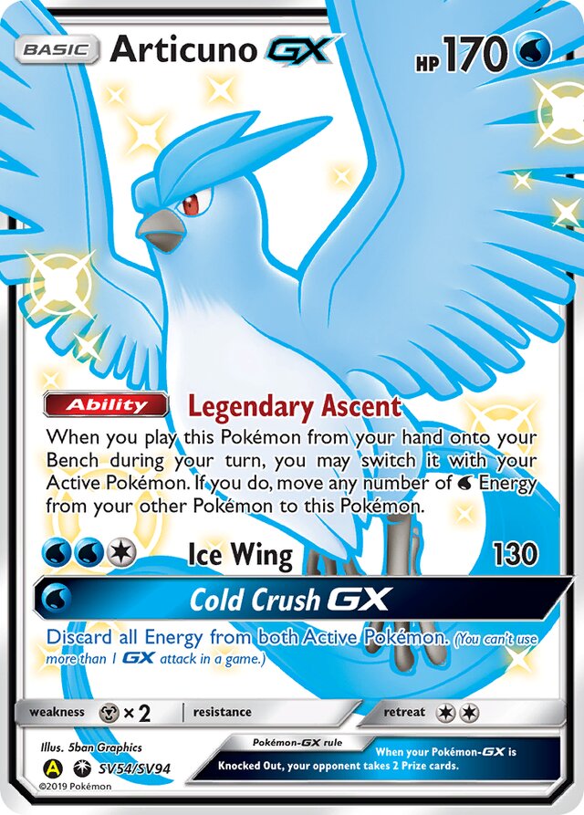 ArticunoGX Hidden Fates SV54/SV94 Rare Shiny GX