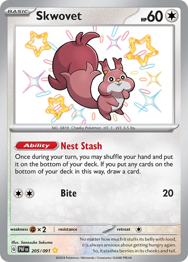 Skwovet Paldean Fates 205/091 Shiny Rare