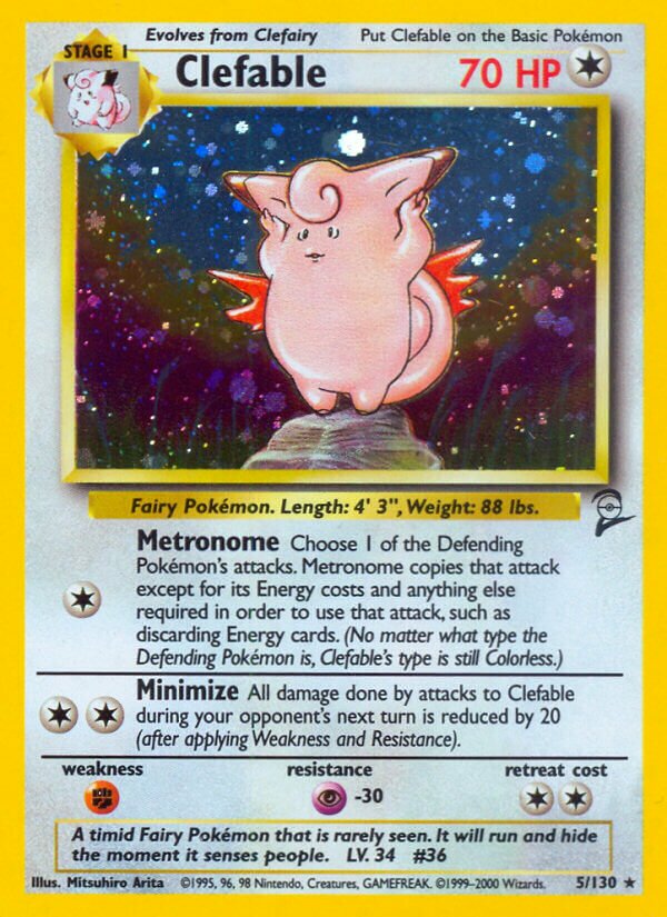Clefable Base 2 5/130 Rare Holo