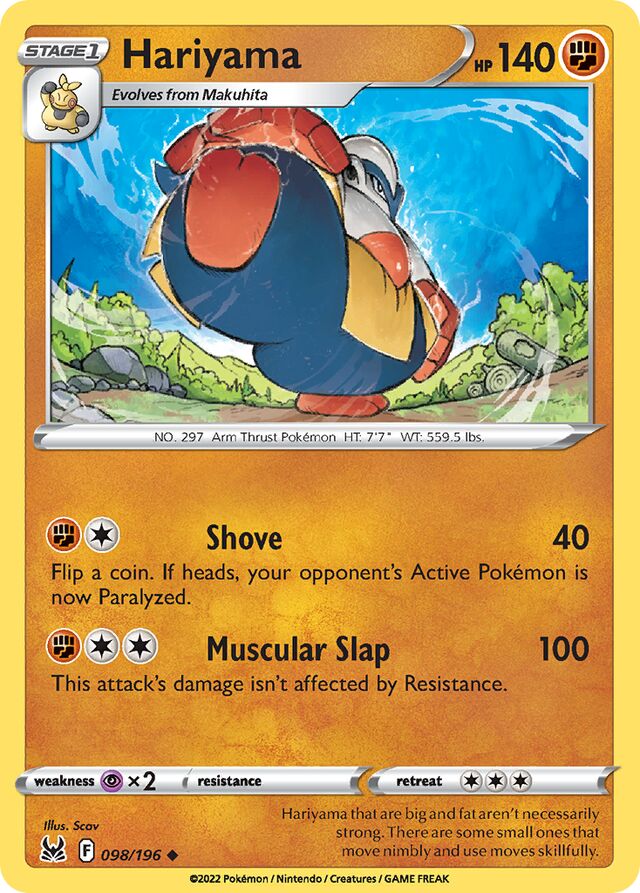 Hariyama 098/196 8 SWORD & SHIELD LOST ORIGIN Uncommon PTCG
