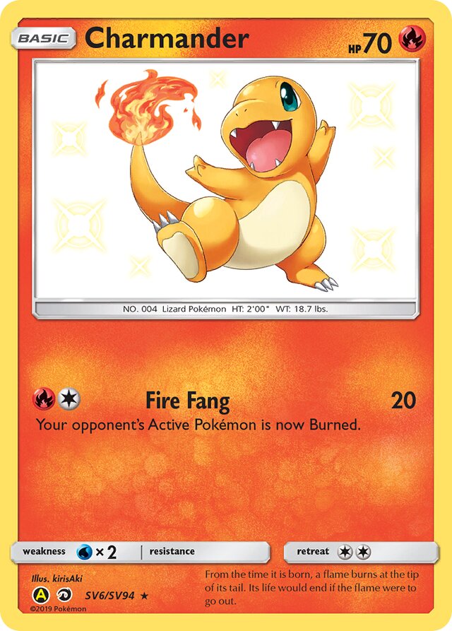 Charmander Hidden Fates SV6/SV94 Rare Shiny