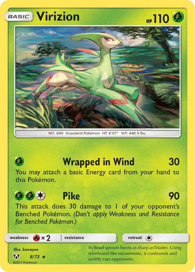 Virizion Shining Legends 8/73 Rare Holo