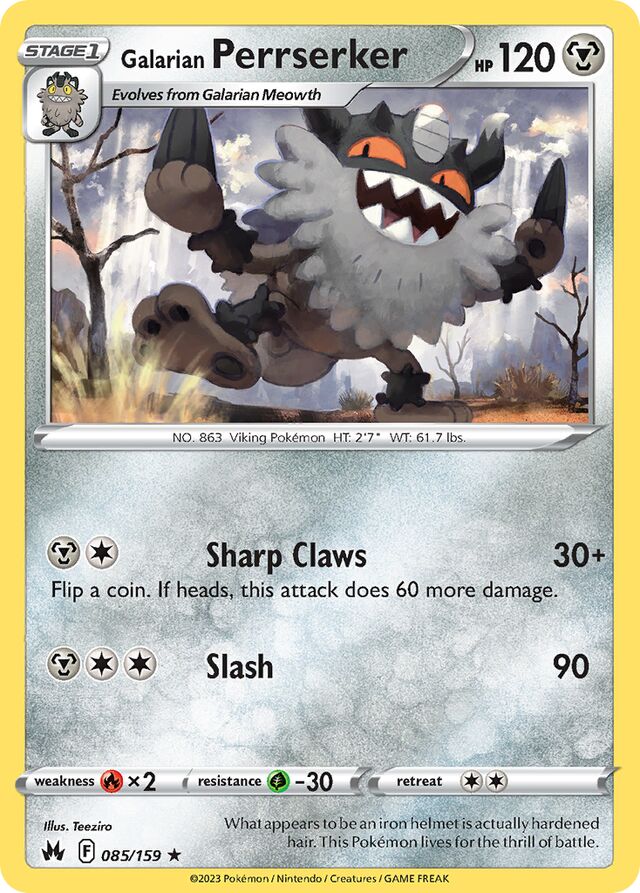 Galarian Perrserker Crown Zenith 085/159 Rare