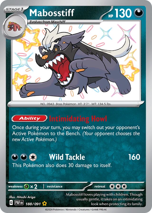 Mabosstiff Paldean Fates 188/091 Shiny Rare