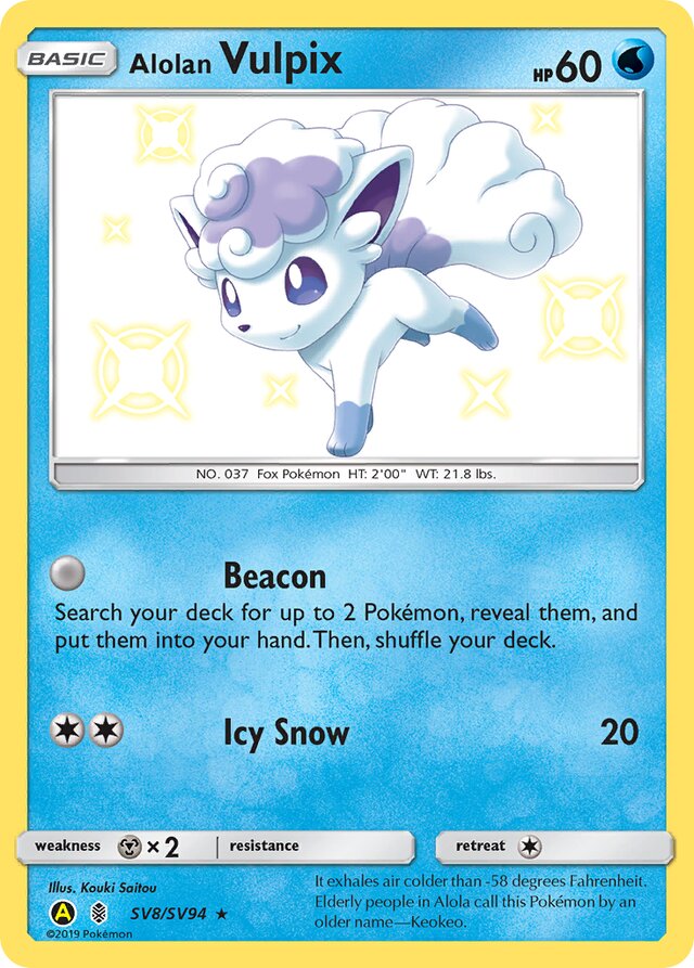 Alolan Vulpix Hidden Fates SV8/SV94 Rare Shiny